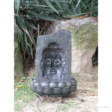 buddha head with water lily solar fountain